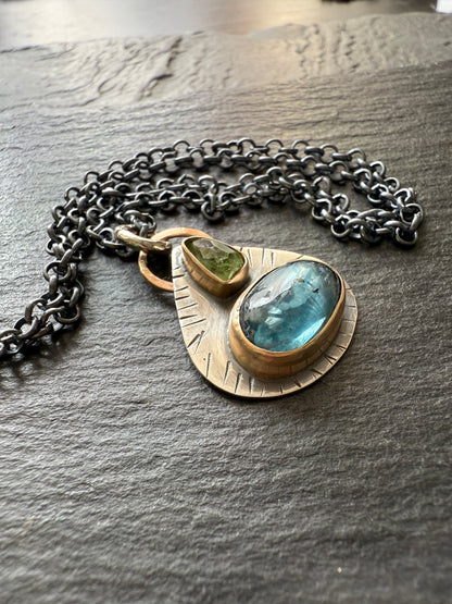LISTING FOR MIA - payment 1 / 3 - Kyanite & Peridot Pendant