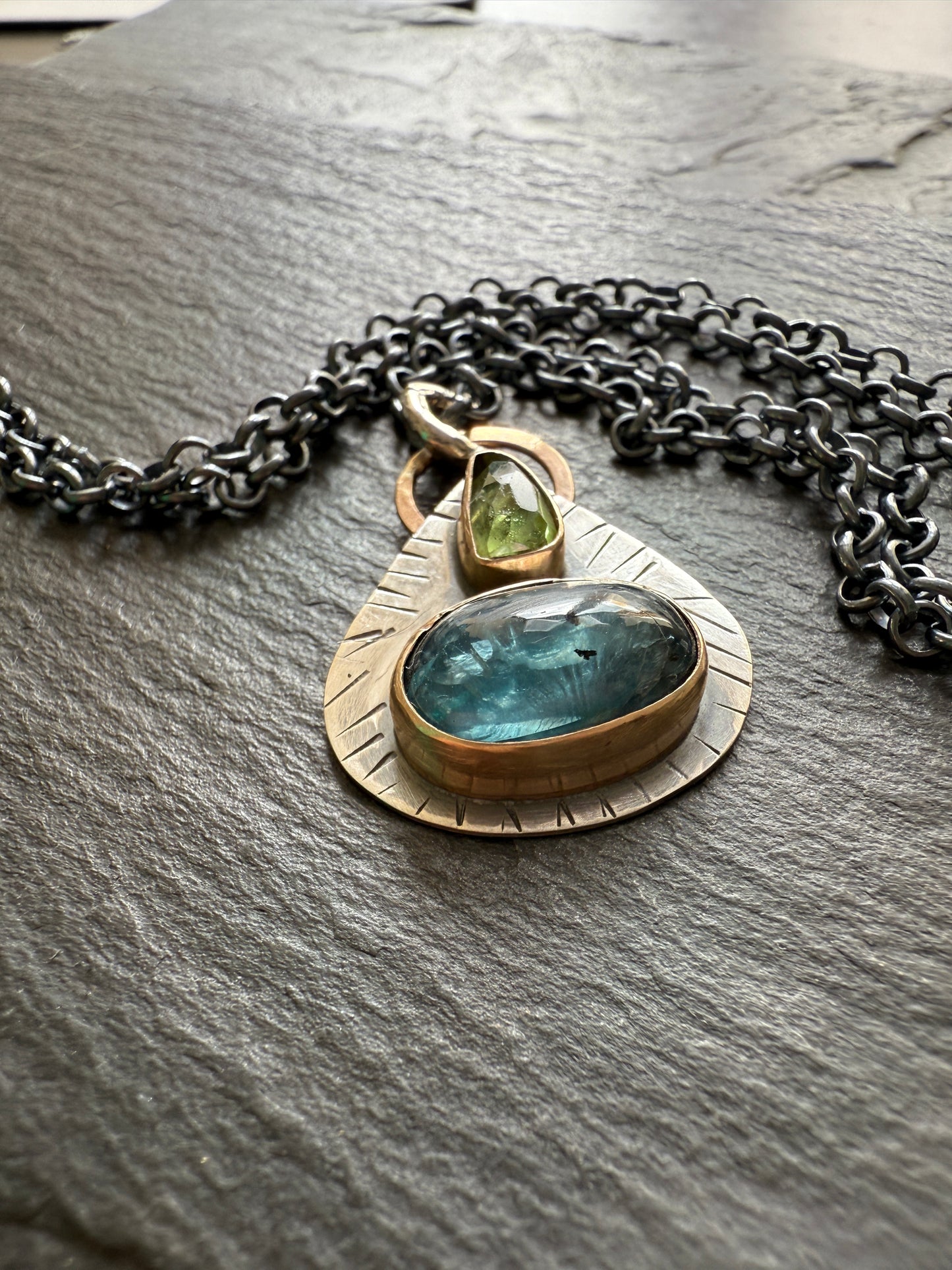 LISTING FOR MIA - payment 1 / 3 - Kyanite & Peridot Pendant