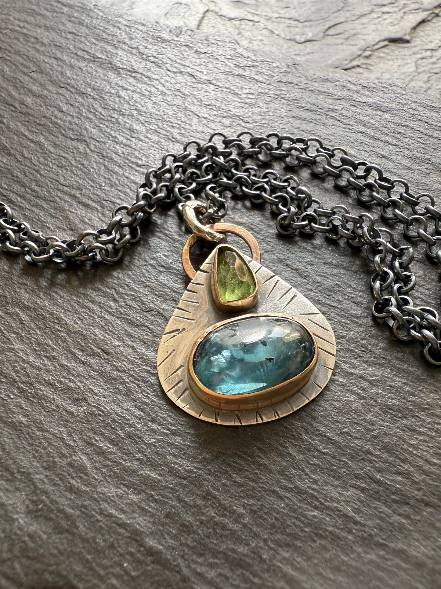LISTING FOR MIA - payment 1 / 3 - Kyanite & Peridot Pendant