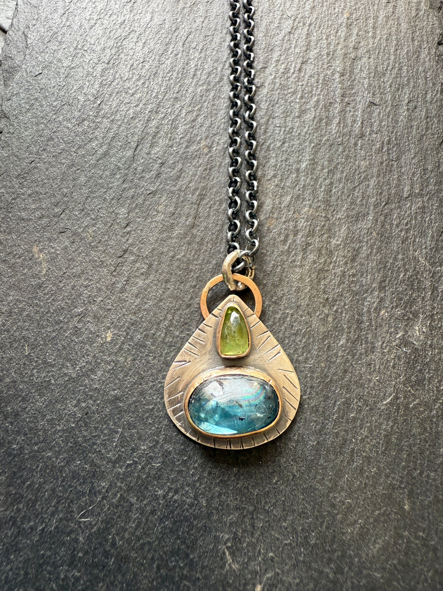 LISTING FOR MIA - payment 1 / 3 - Kyanite & Peridot Pendant