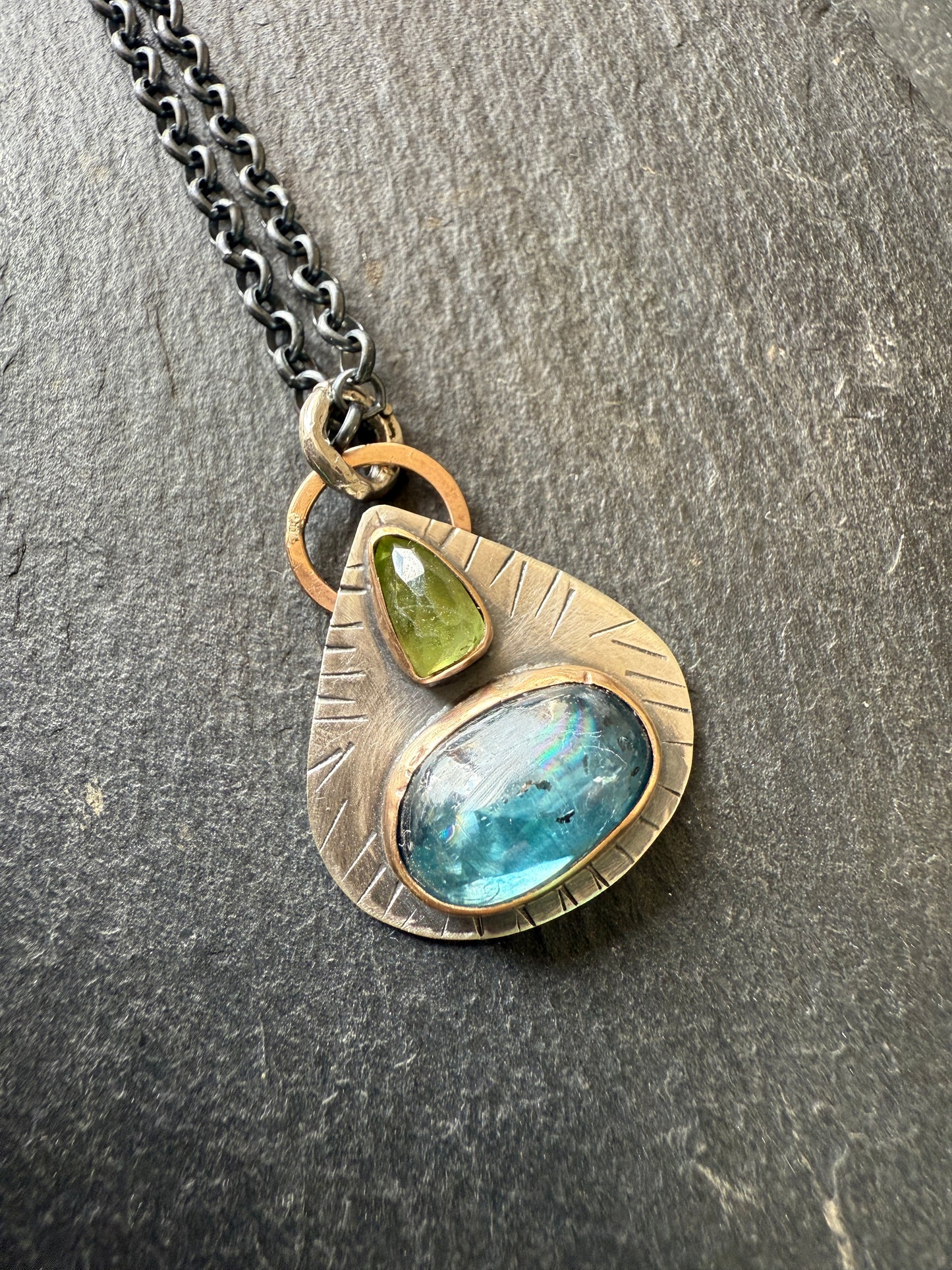 LISTING FOR MIA - payment 1 / 3 - Kyanite & Peridot Pendant