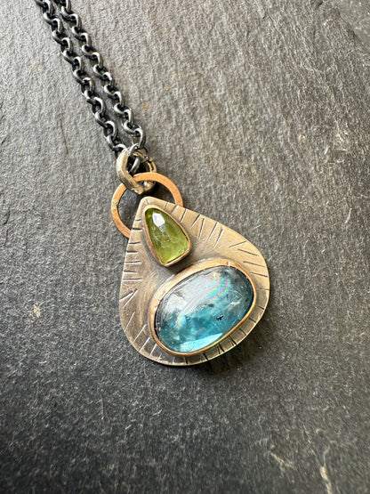 LISTING FOR MIA - payment 1 / 3 - Kyanite & Peridot Pendant
