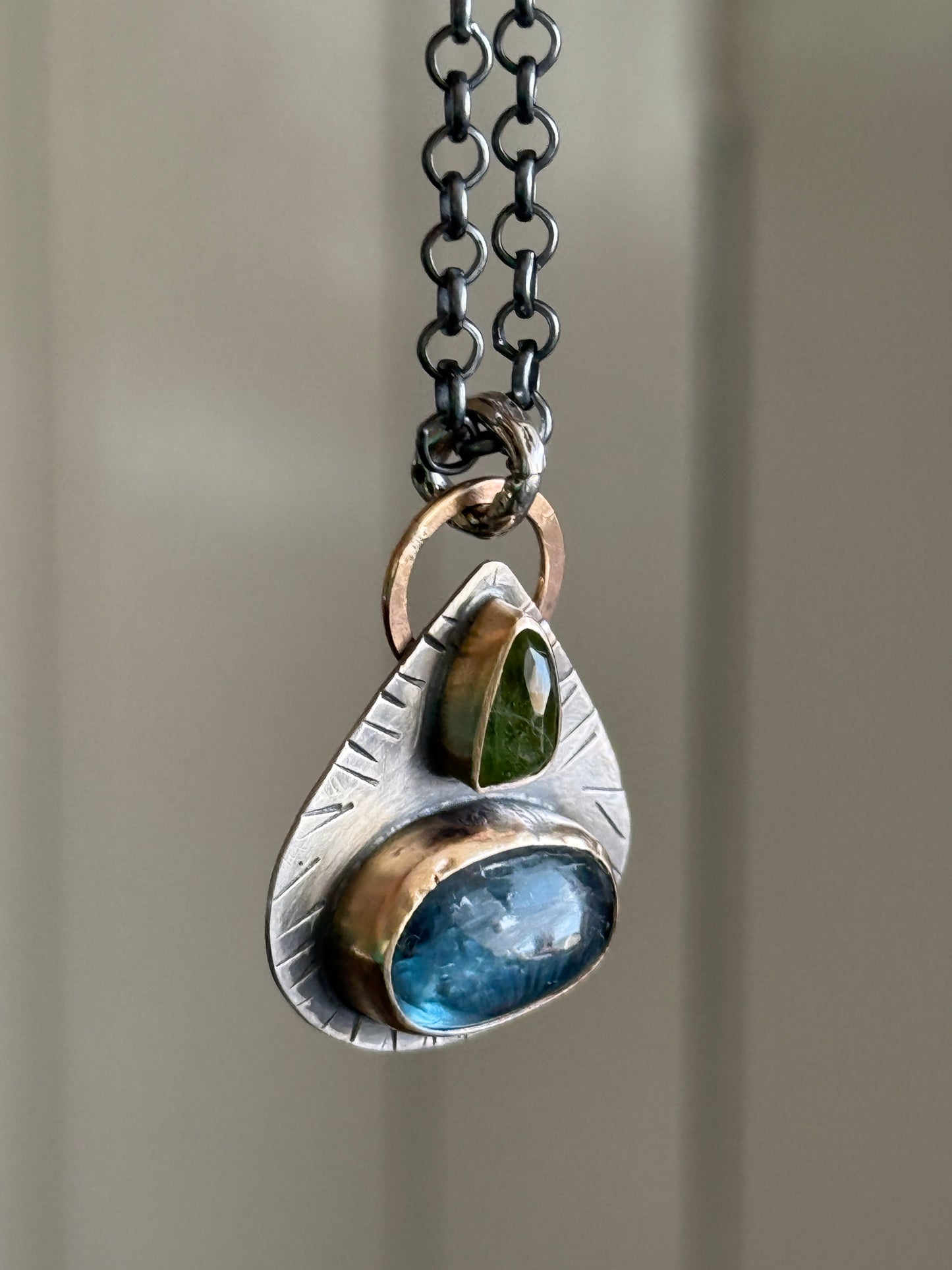 LISTING FOR MIA - payment 1 / 3 - Kyanite & Peridot Pendant