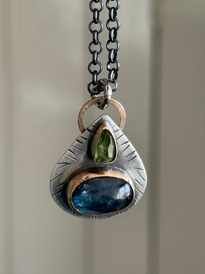 LISTING FOR MIA - payment 1 / 3 - Kyanite & Peridot Pendant