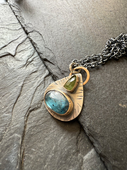 LISTING FOR MIA - payment 1 / 3 - Kyanite & Peridot Pendant