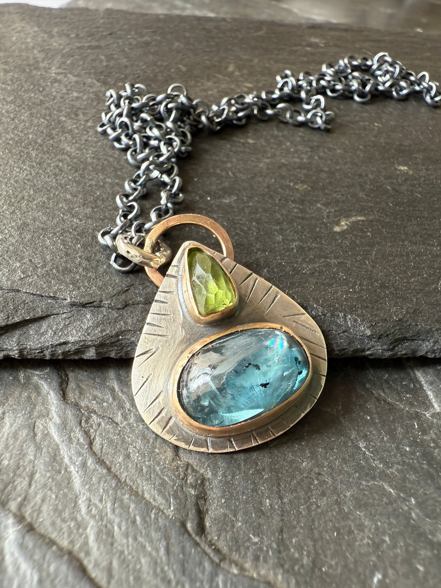 LISTING FOR MIA - payment 1 / 3 - Kyanite & Peridot Pendant