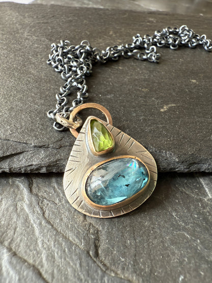 LISTING FOR MIA - payment 1 / 3 - Kyanite & Peridot Pendant