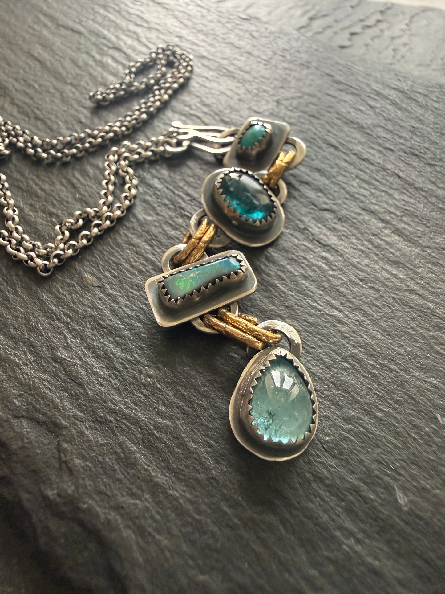 Multi Gemstone Long Necklace