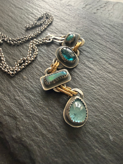 Multi Gemstone Long Necklace