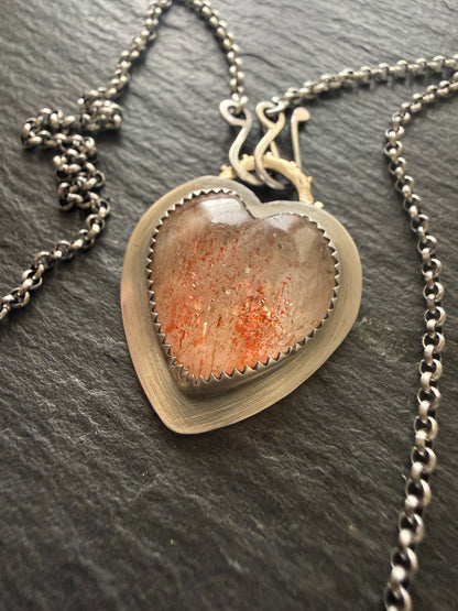 Heart Confetti Sunstone Pendant