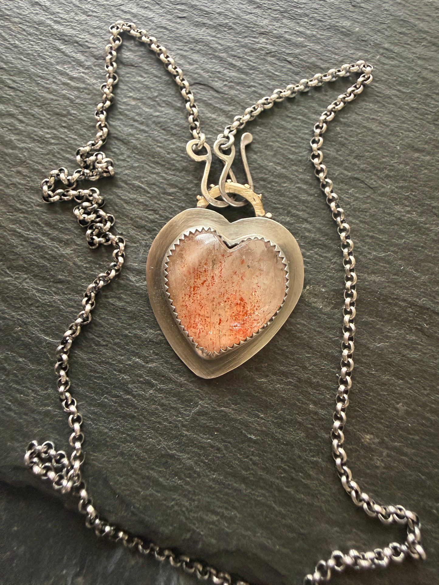 Heart Confetti Sunstone Pendant
