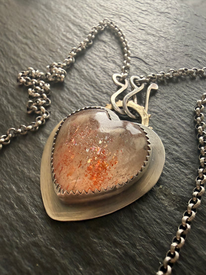 Heart Confetti Sunstone Pendant