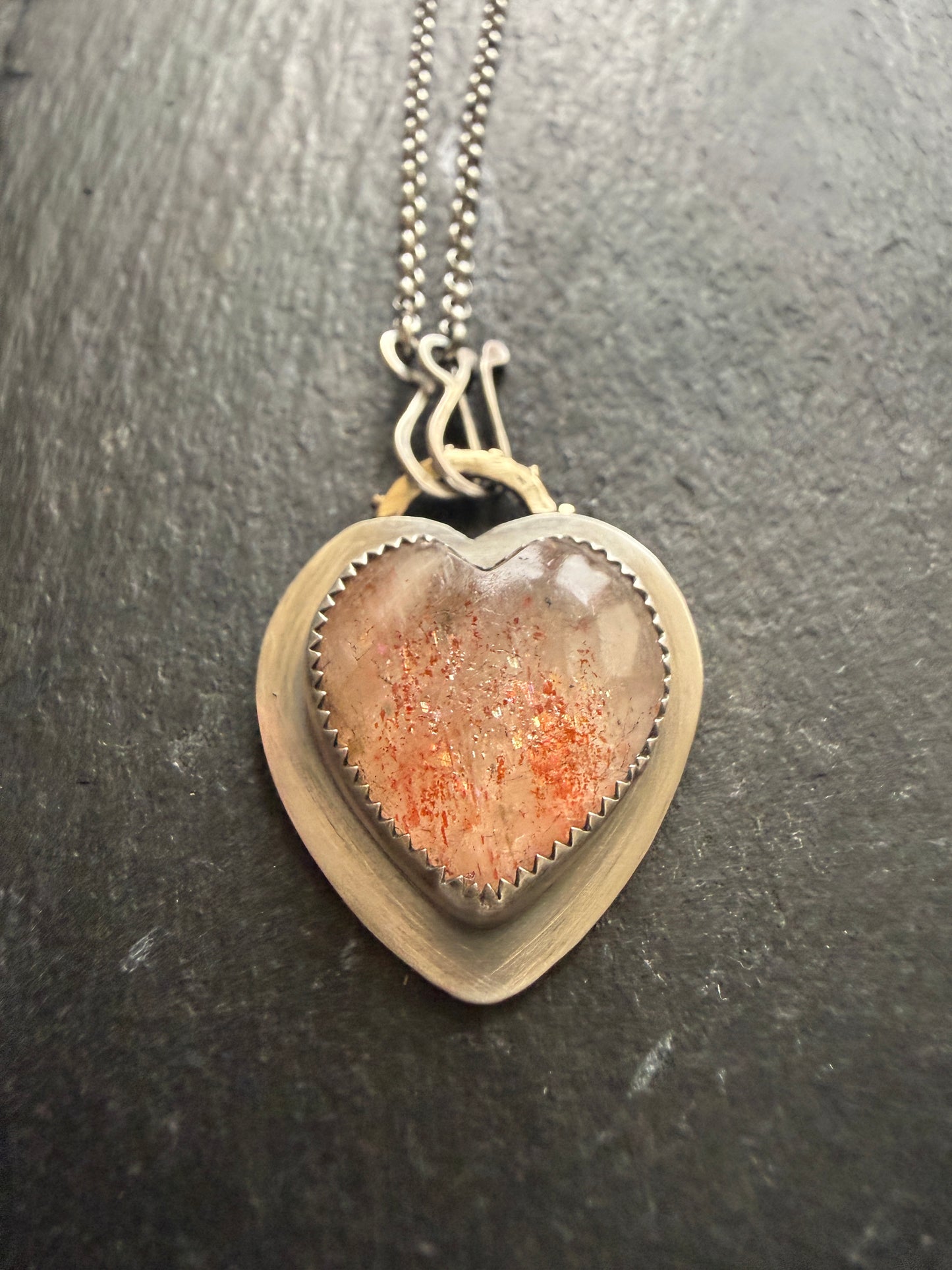 Heart Confetti Sunstone Pendant
