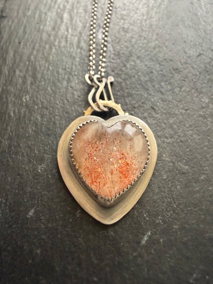 Heart Confetti Sunstone Pendant