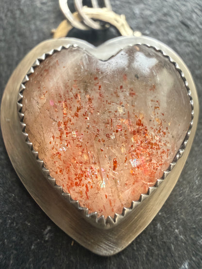 Heart Confetti Sunstone Pendant