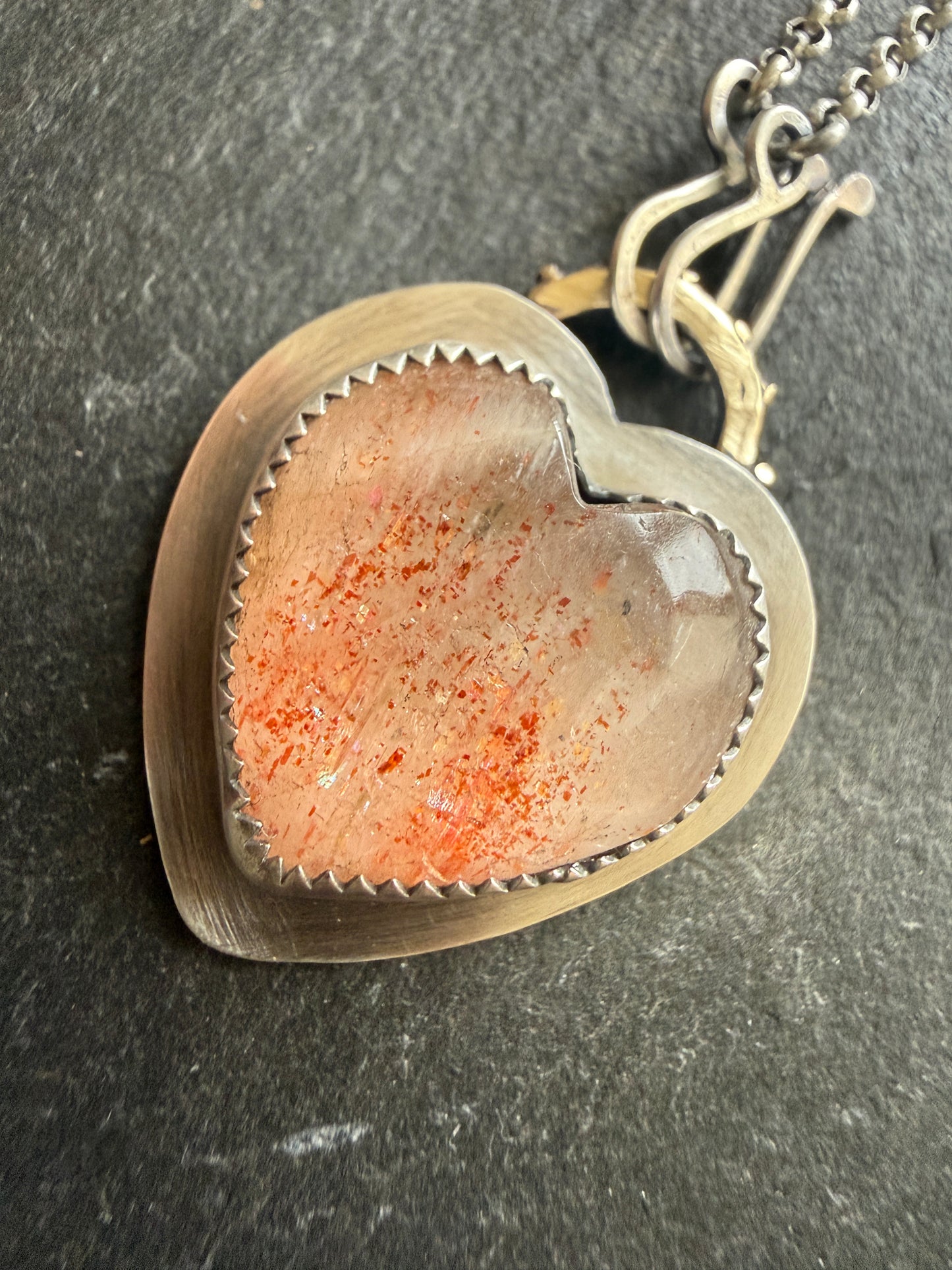 Heart Confetti Sunstone Pendant