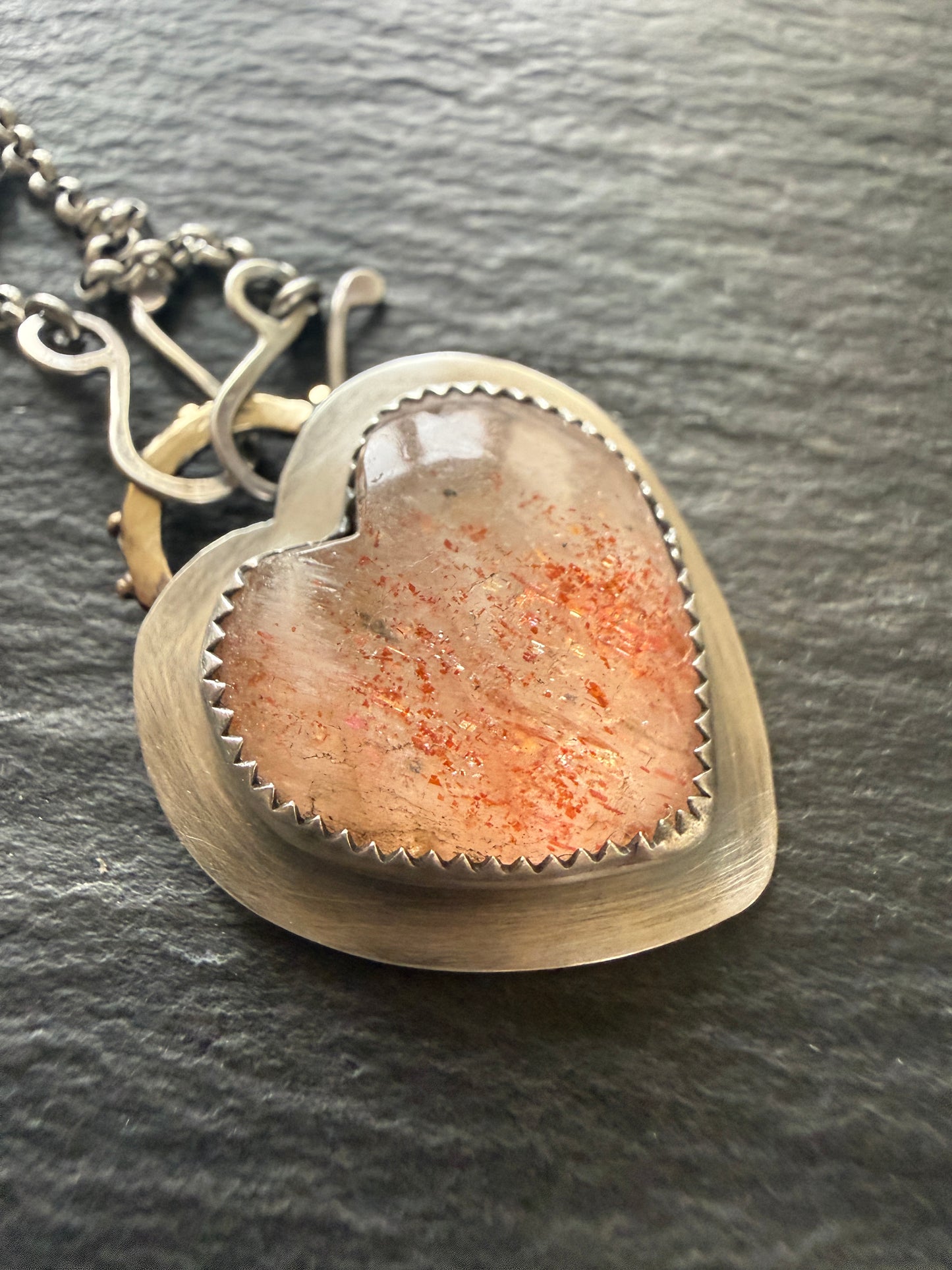 Heart Confetti Sunstone Pendant
