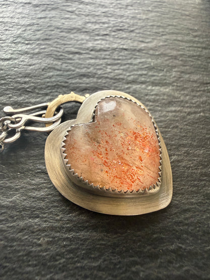 Heart Confetti Sunstone Pendant
