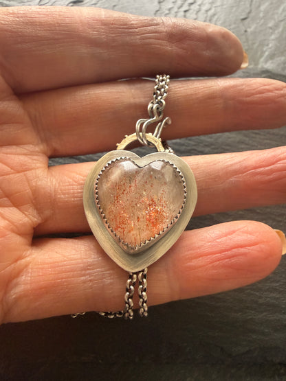 Heart Confetti Sunstone Pendant