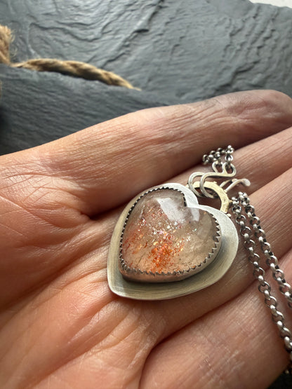 Heart Confetti Sunstone Pendant