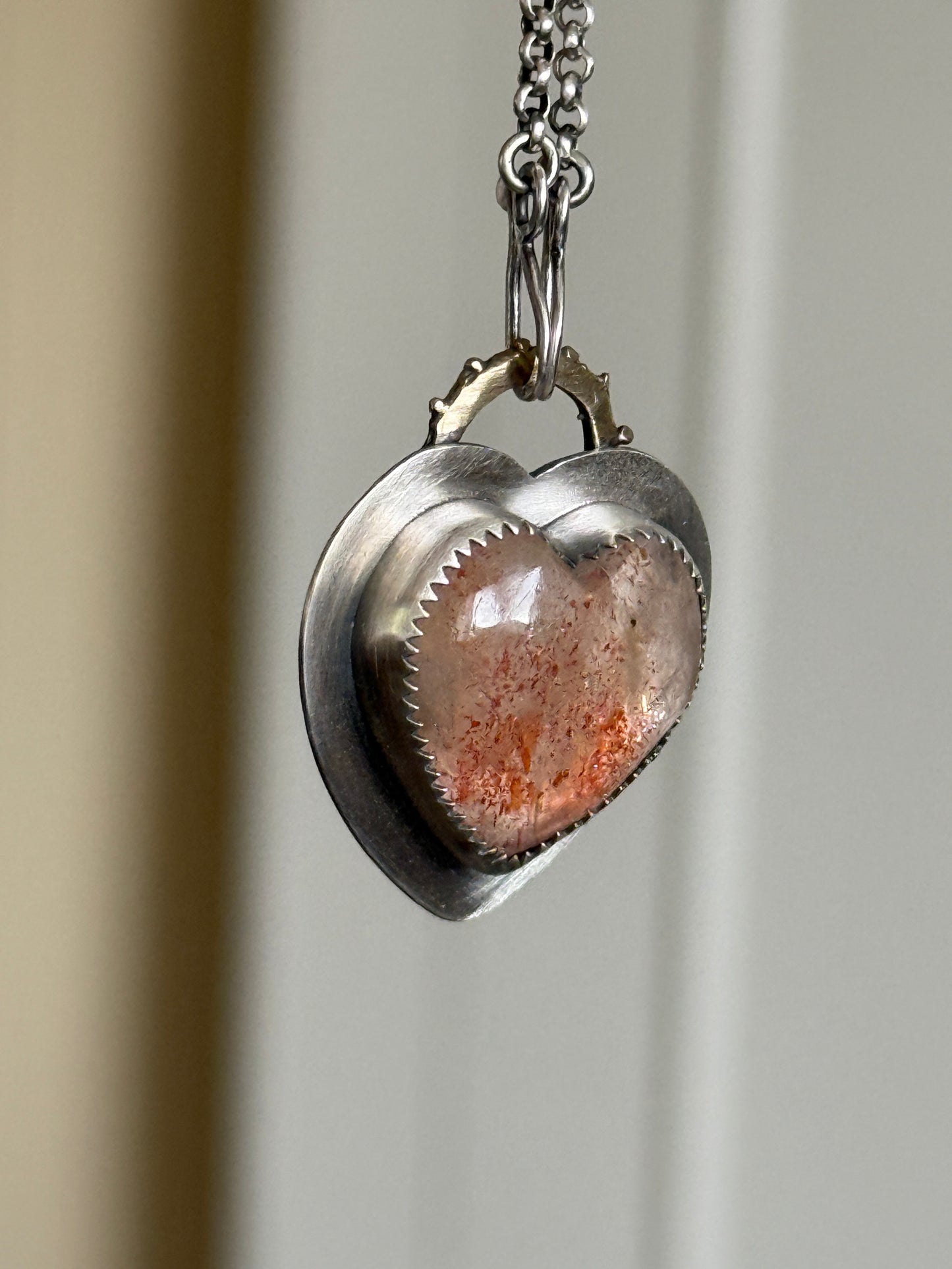 Heart Confetti Sunstone Pendant