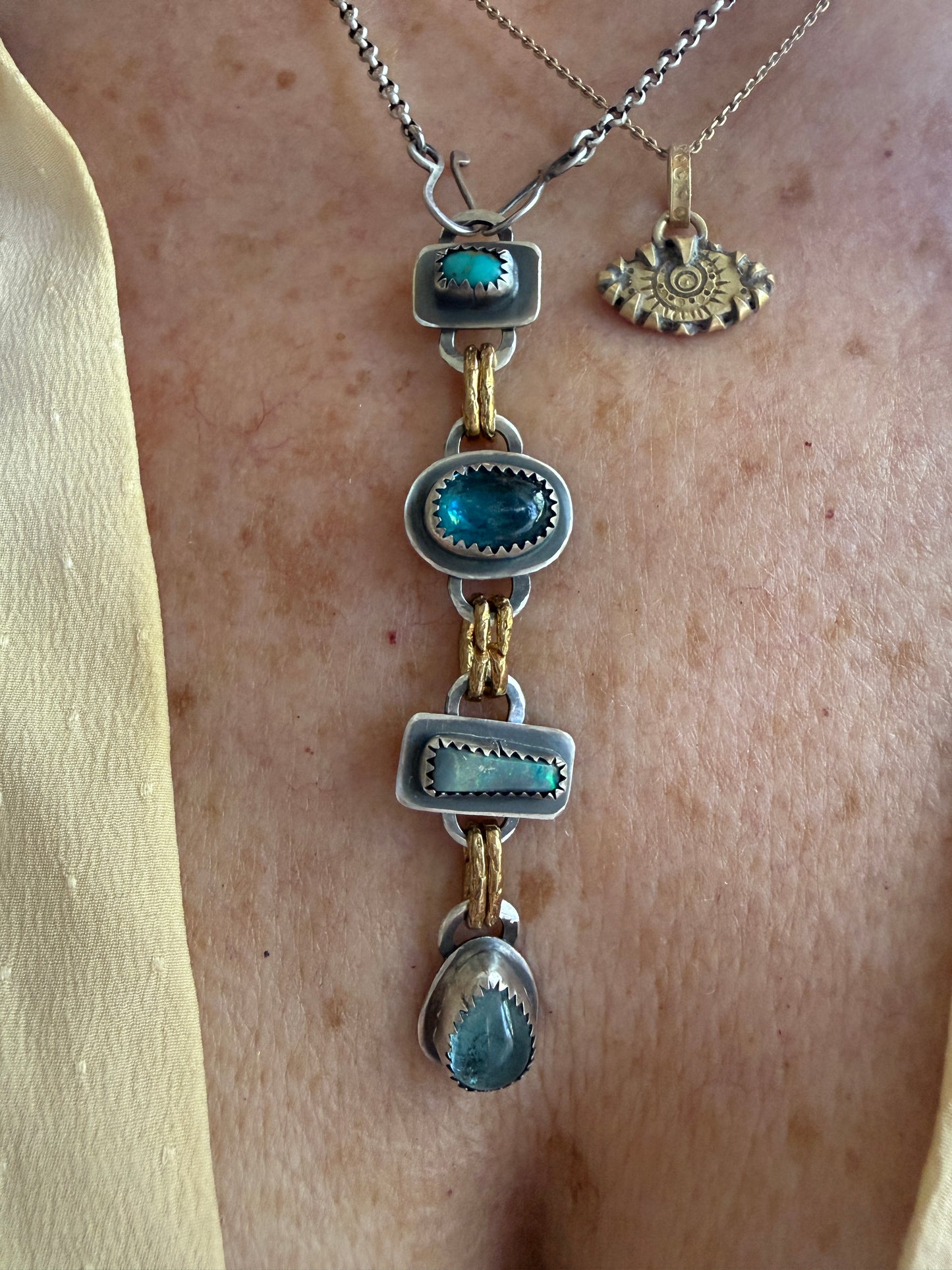 Blue Multi Gemstone Long Necklace
