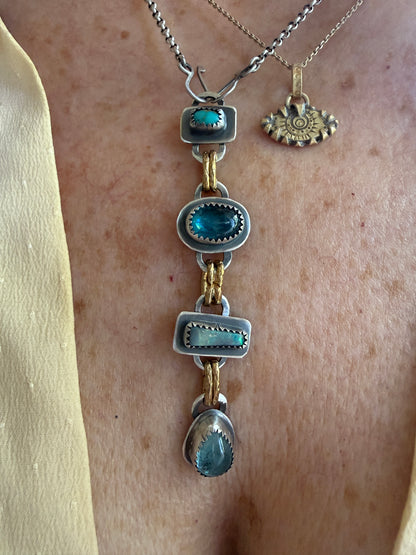 Blue Multi Gemstone Long Necklace