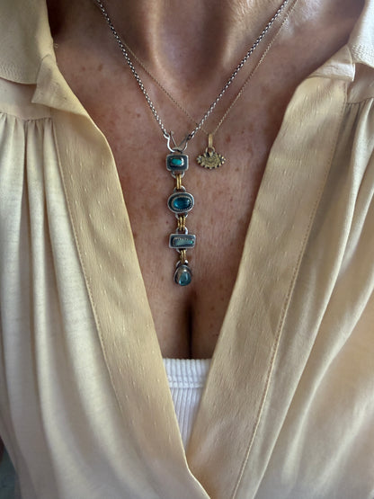 Blue Multi Gemstone Long Necklace