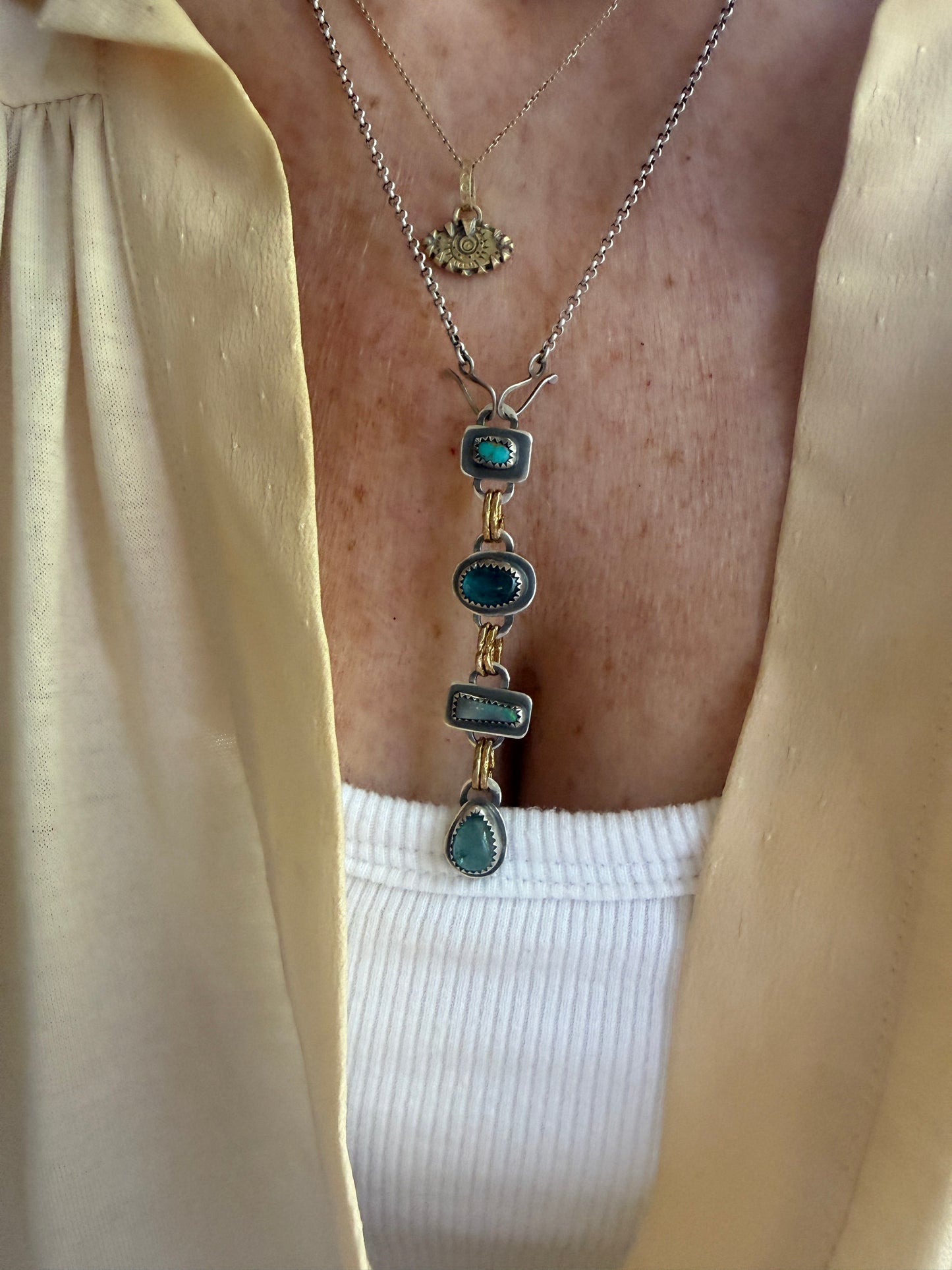Blue Multi Gemstone Long Necklace
