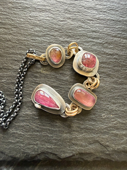 Pink Gemstone Boho Necklace