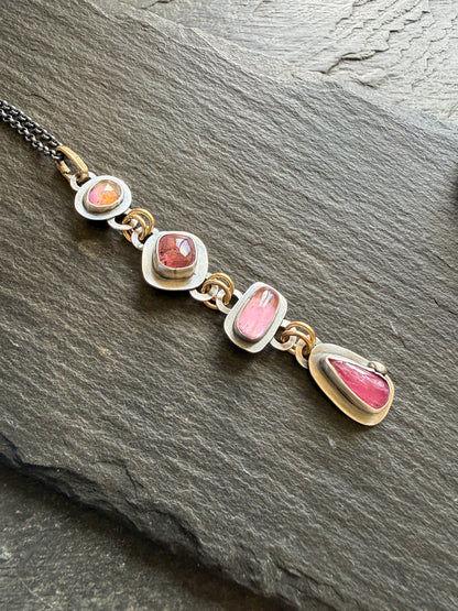 Pink Gemstone Boho Necklace