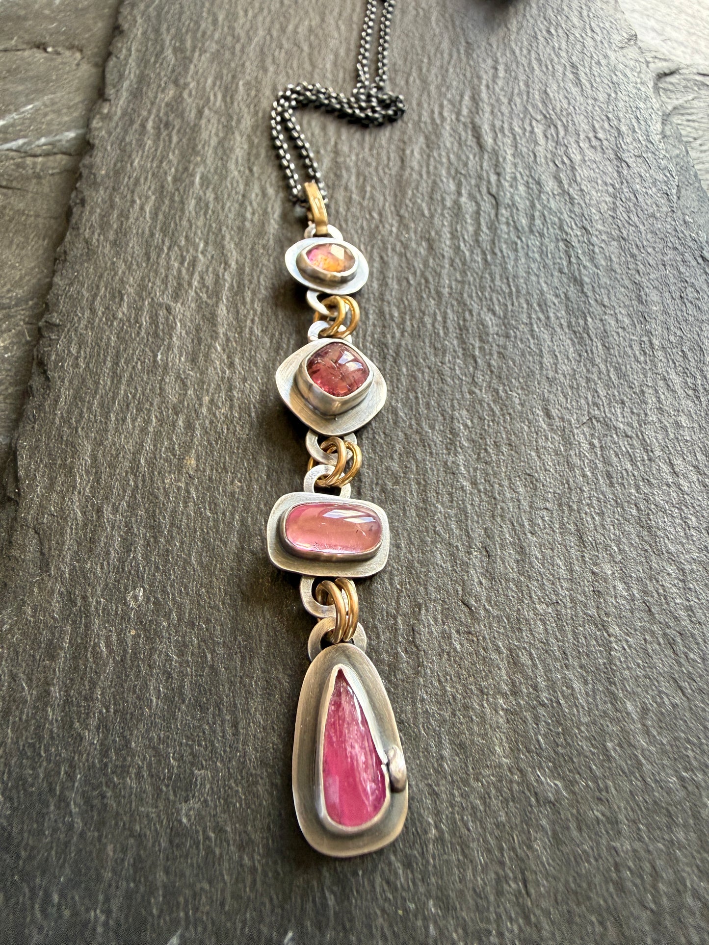 Pink Gemstone Boho Necklace