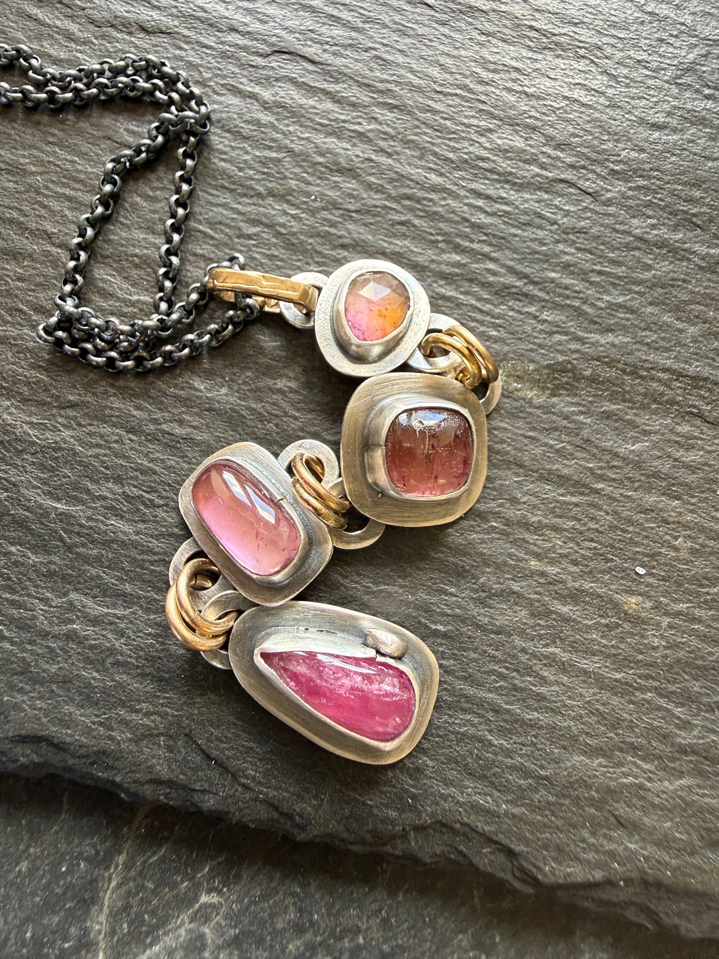 Pink Gemstone Boho Necklace
