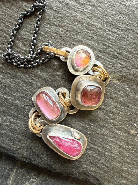Pink Gemstone Boho Necklace