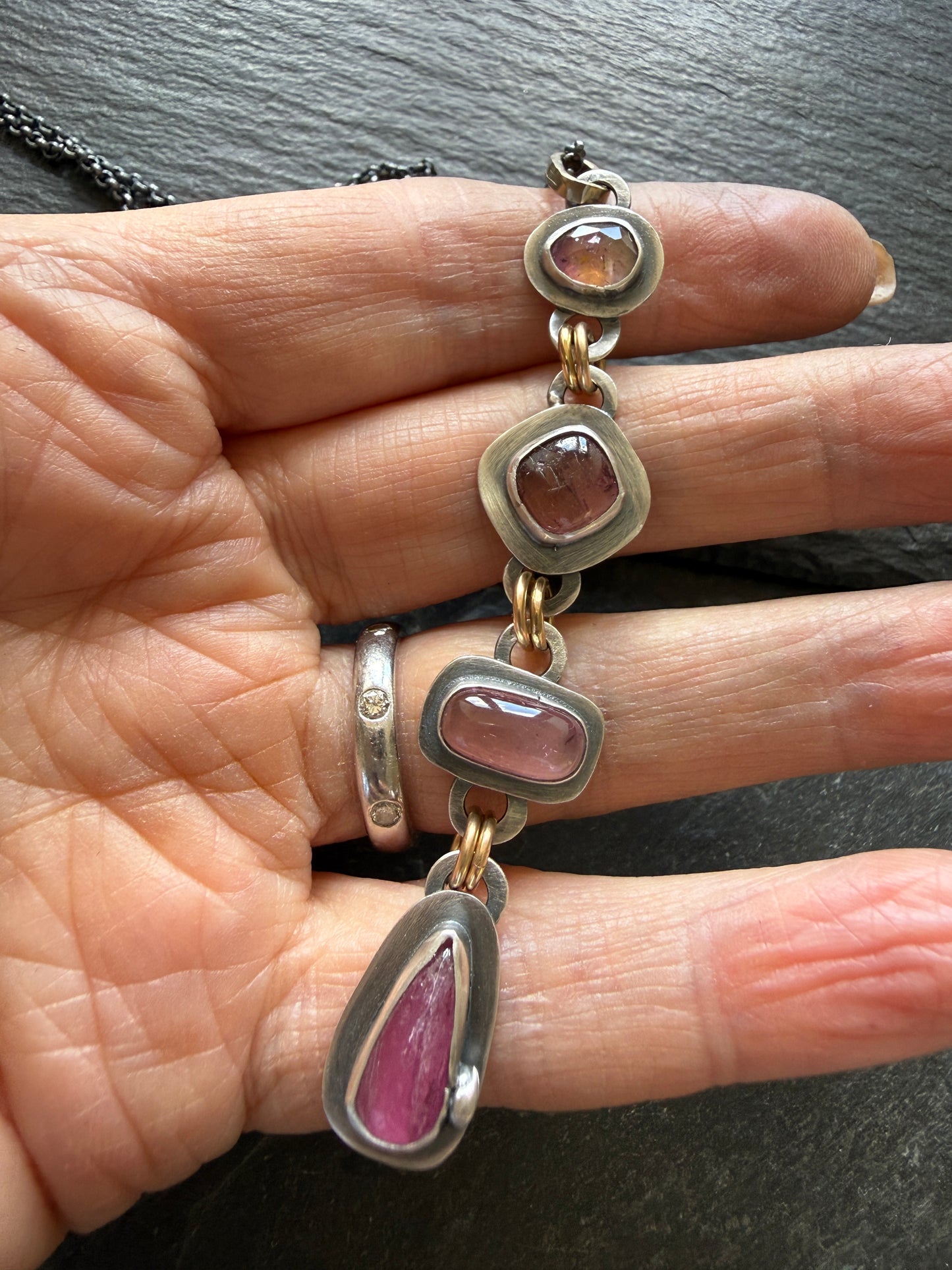 Pink Gemstone Boho Necklace