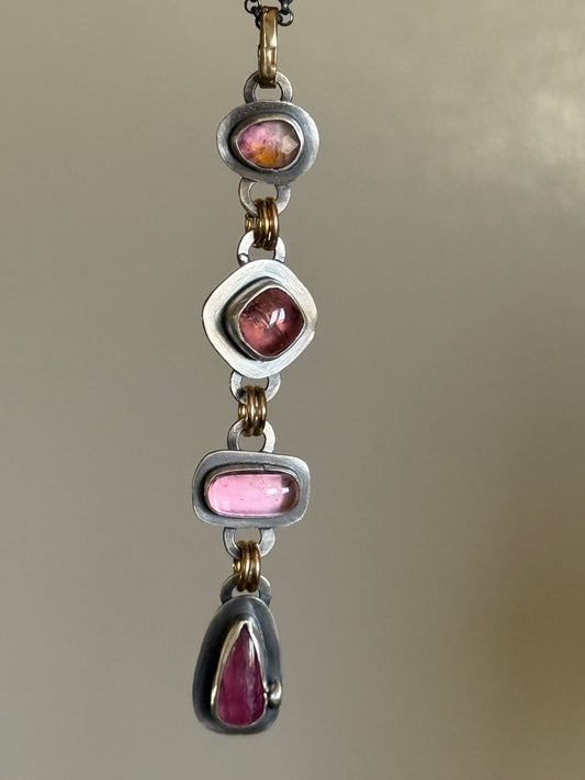Pink Gemstone Boho Necklace
