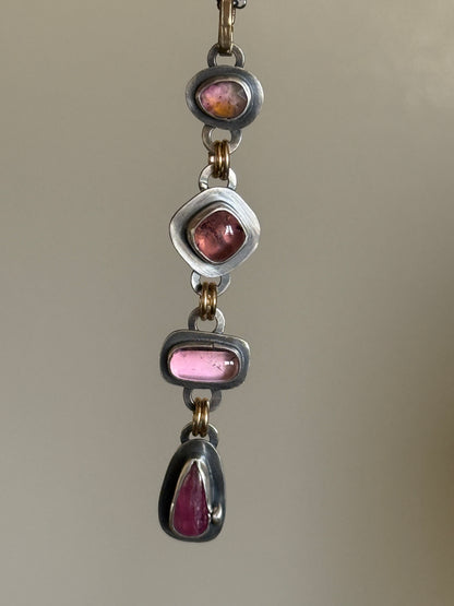 Pink Gemstone Boho Necklace