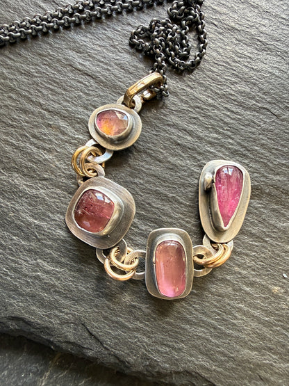 Pink Gemstone Boho Necklace