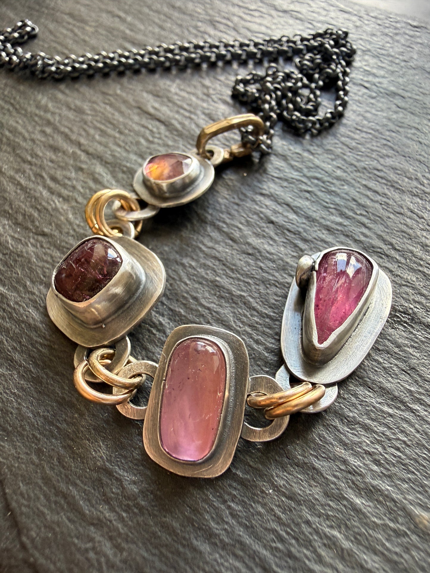 Pink Gemstone Boho Necklace