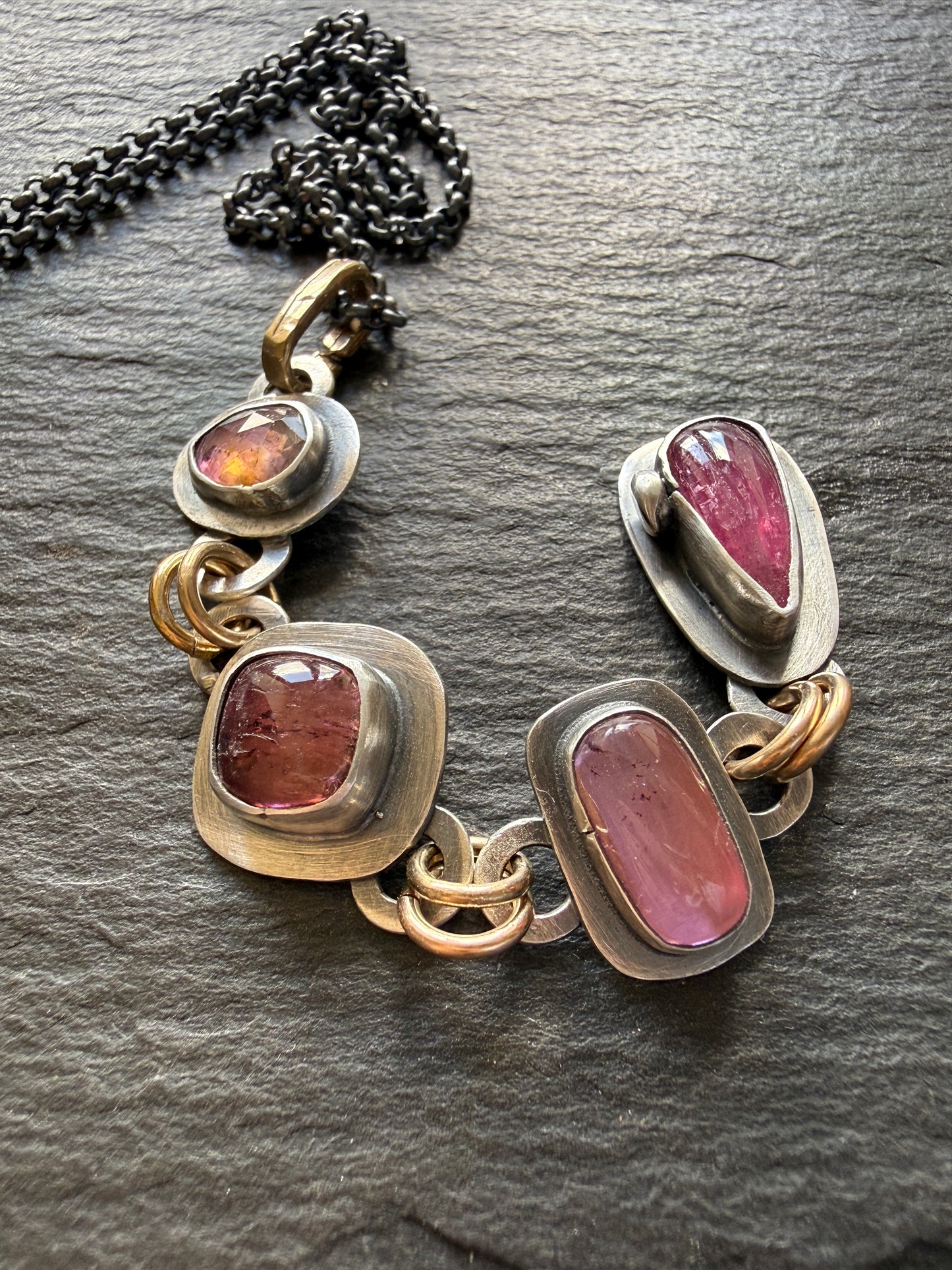 Pink Gemstone Boho Necklace