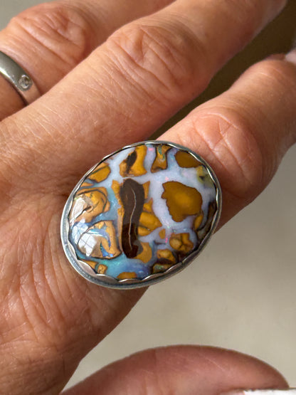 Large Boulder Opal Ring US 8 UK P 1/2