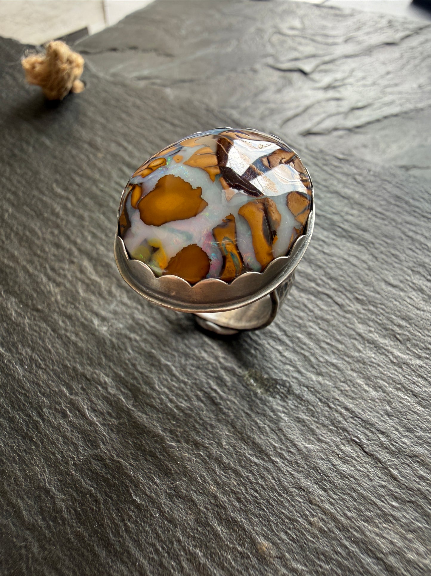 Large Boulder Opal Ring US 8 UK P 1/2
