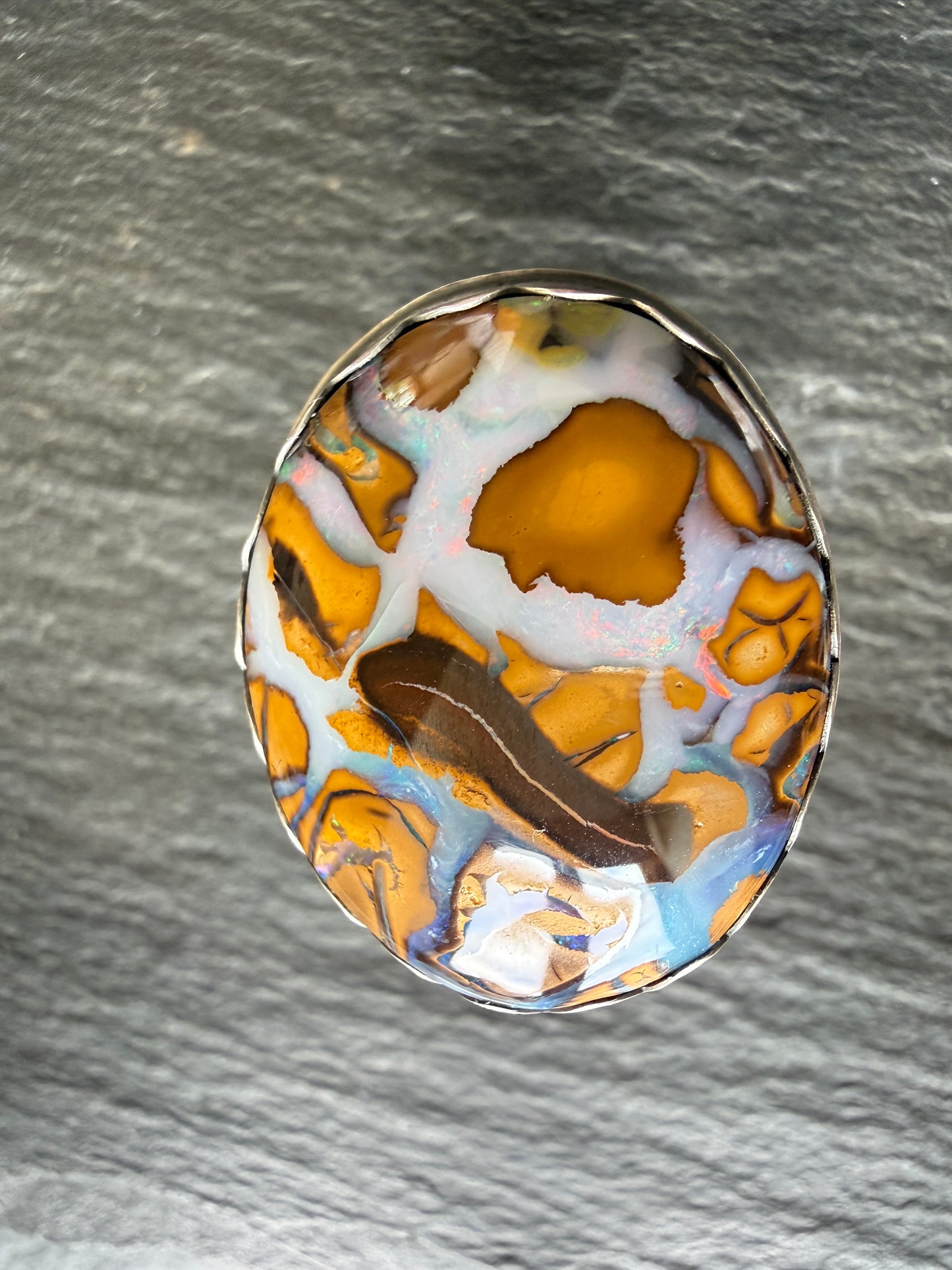 Large Boulder Opal Ring US 8 UK P 1/2
