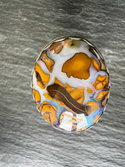 Large Boulder Opal Ring US 8 UK P 1/2