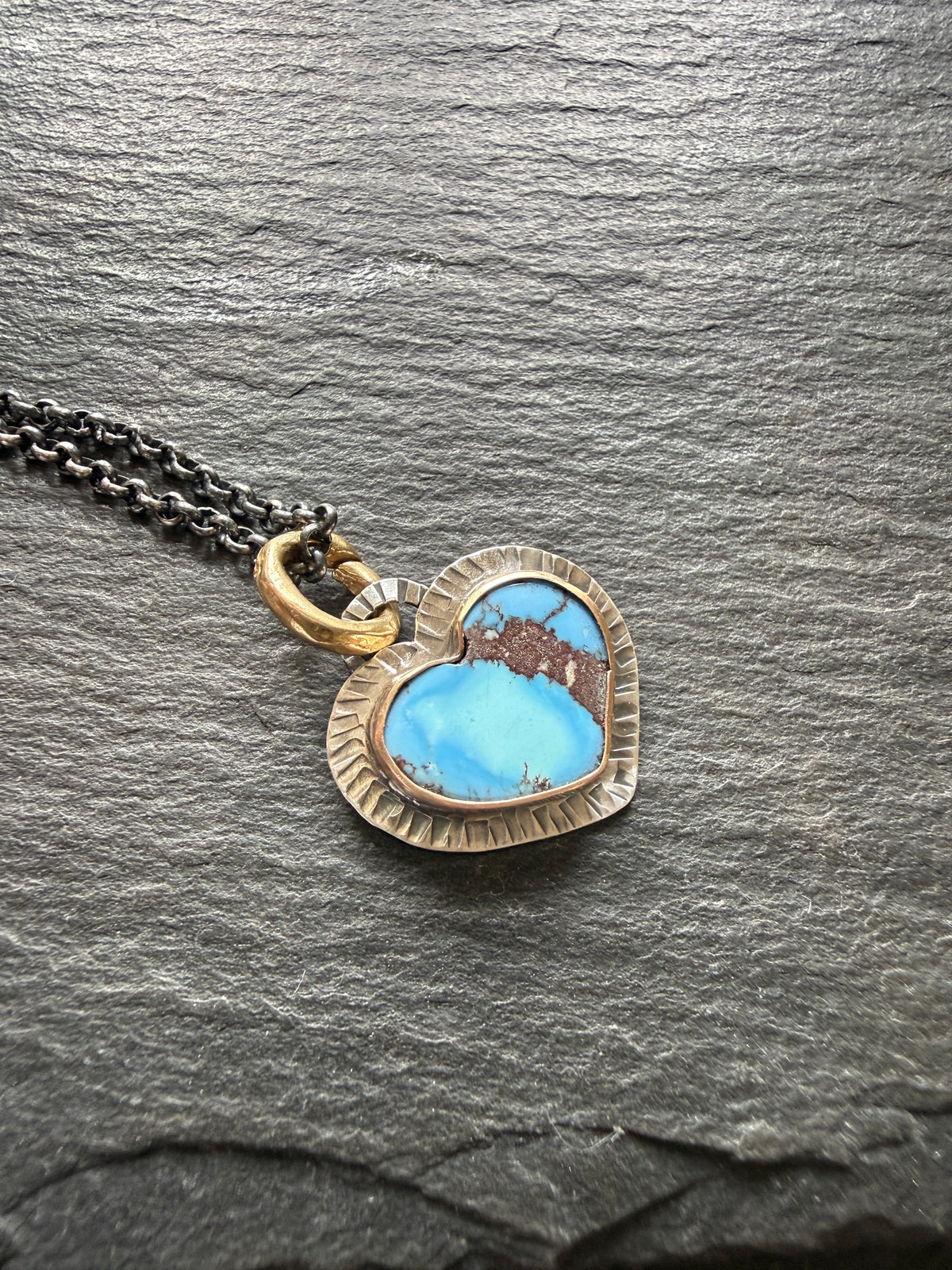 RESERVED - Golden Hills Turquoise Heart Pendant