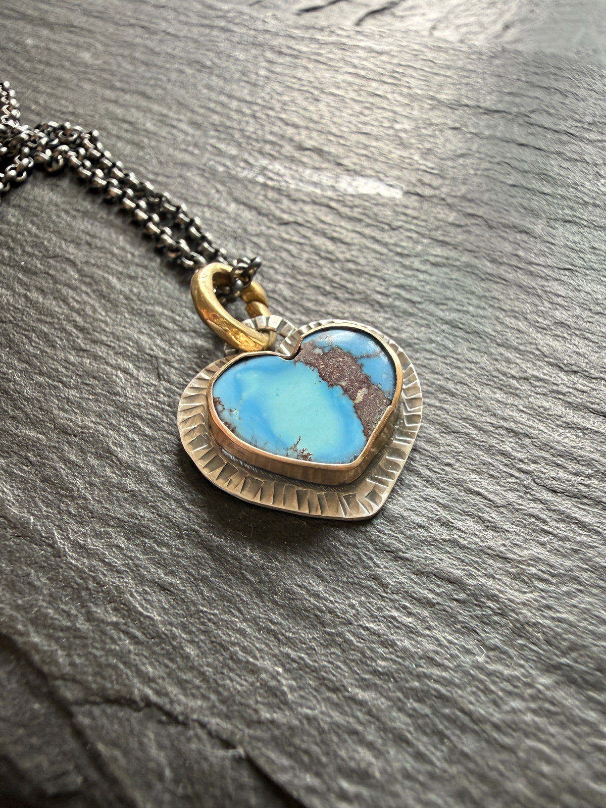 RESERVED - Golden Hills Turquoise Heart Pendant