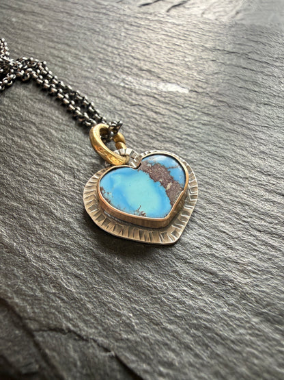 RESERVED - Golden Hills Turquoise Heart Pendant