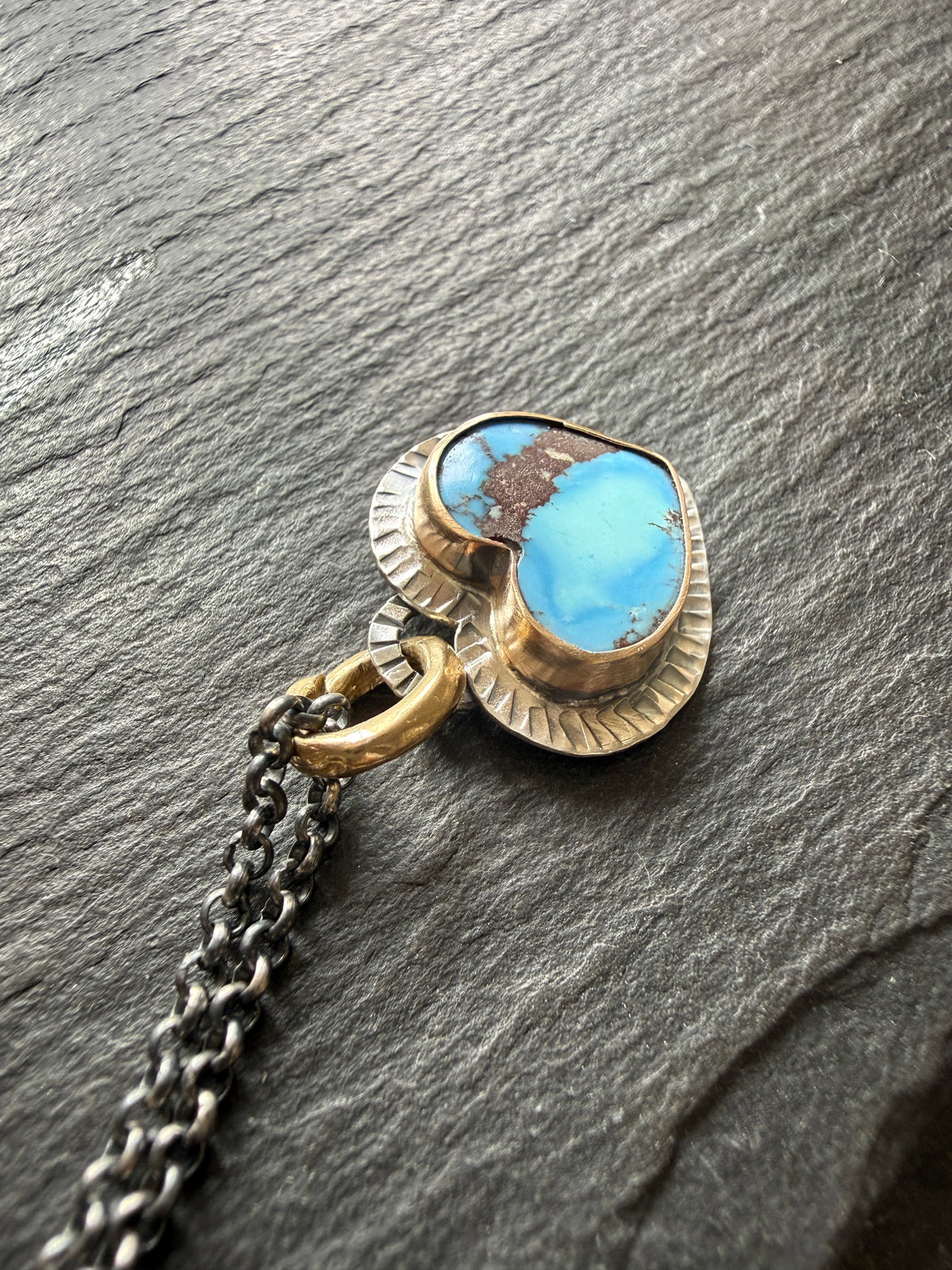 RESERVED - Golden Hills Turquoise Heart Pendant