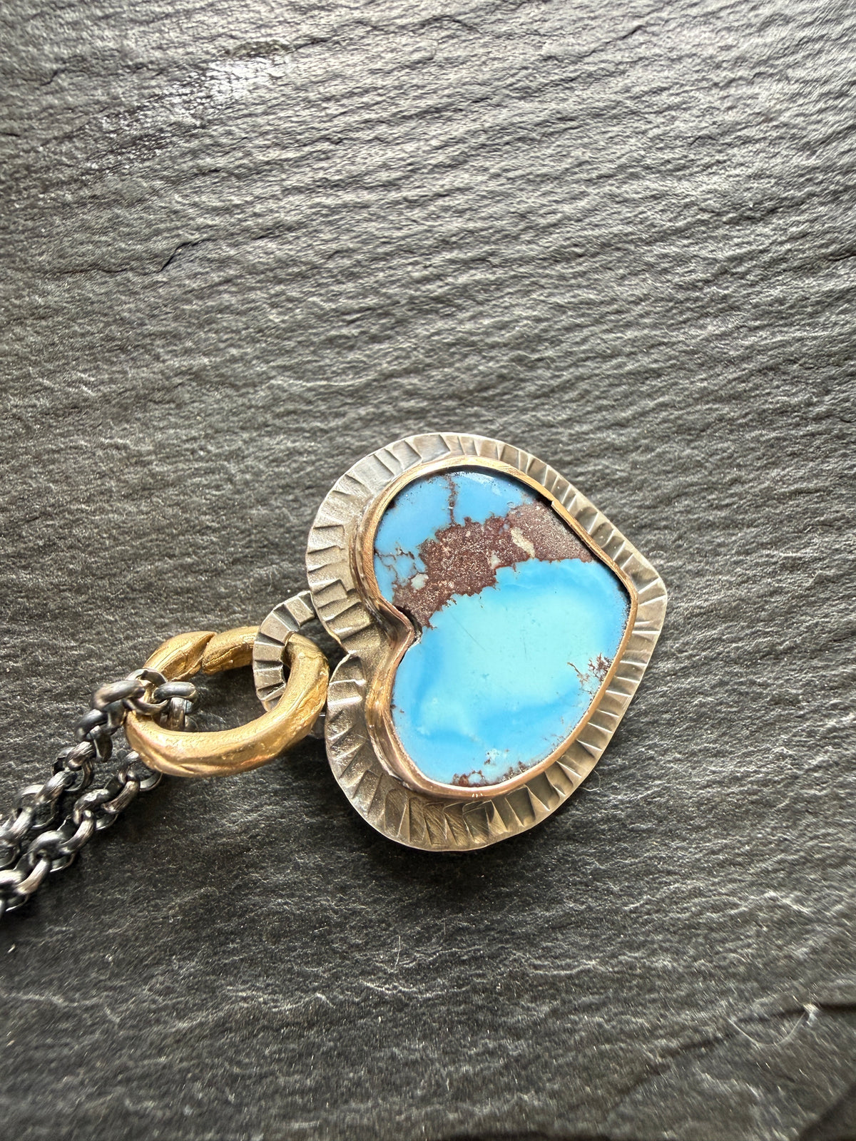 RESERVED - Golden Hills Turquoise Heart Pendant
