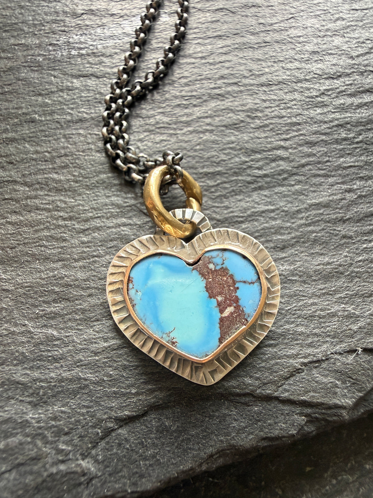 RESERVED - Golden Hills Turquoise Heart Pendant